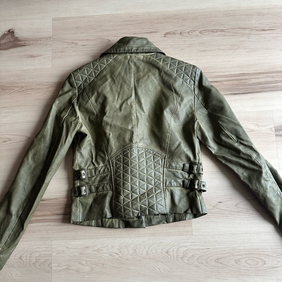 Blanc Noir army green leather jacket - Picture 4 of 6